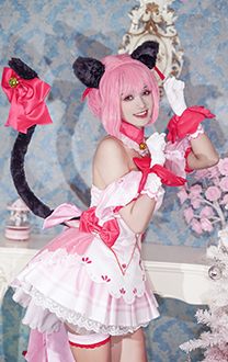Miccostumes x akuoart Tokyo Mew Mew Ichigo Momomiya Flounce Puffy Dress Cosplay Costume with Tail Ears