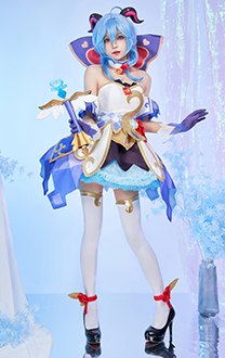 Miccostumes x akuoart Genshin Impact Magical Girl Ganyu Cosplay Costume Top and Skirt with Choker and Gloves
