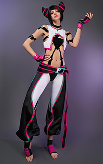 Street Fighter 6 Juri Cosplay Costume Top Vest and Pants with Gloves Belt