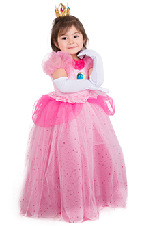 Child Girls Girl Peach Dress Halloween Costume for Kids with Crown