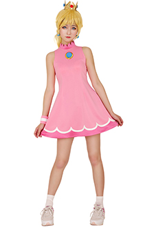 Mario Tennis Girl Peach Cosplay Costume Dress